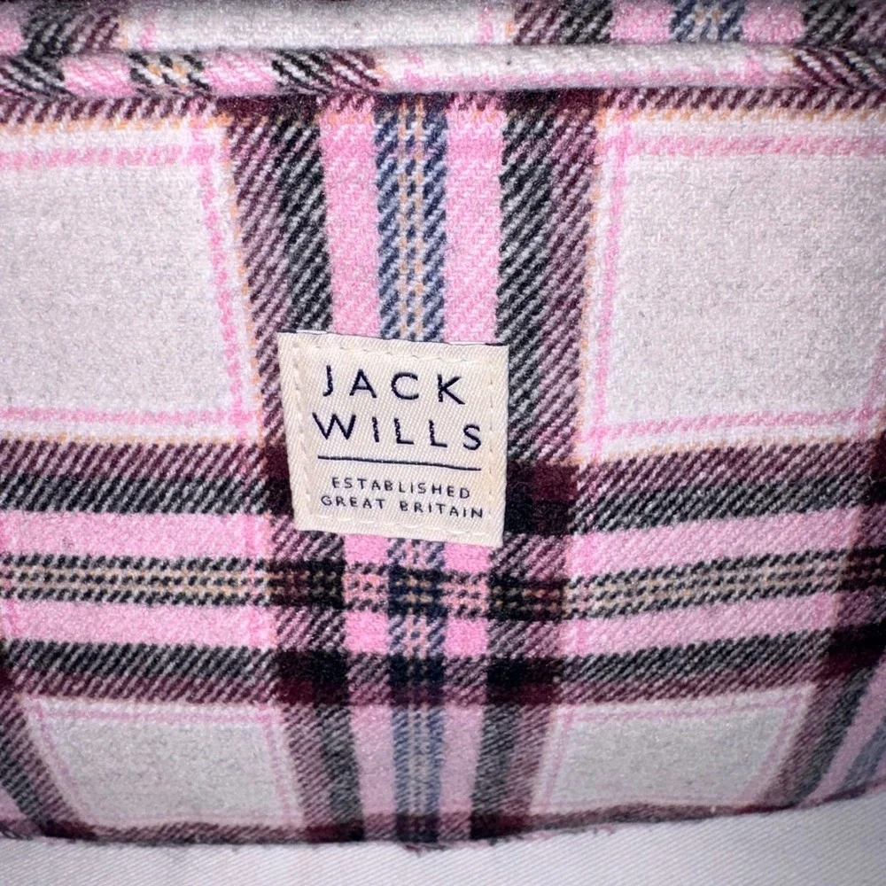 Jack Wills Makeup Bag Pink Plaid Excellent Wool Blend Preppy Cosmetic Pouch